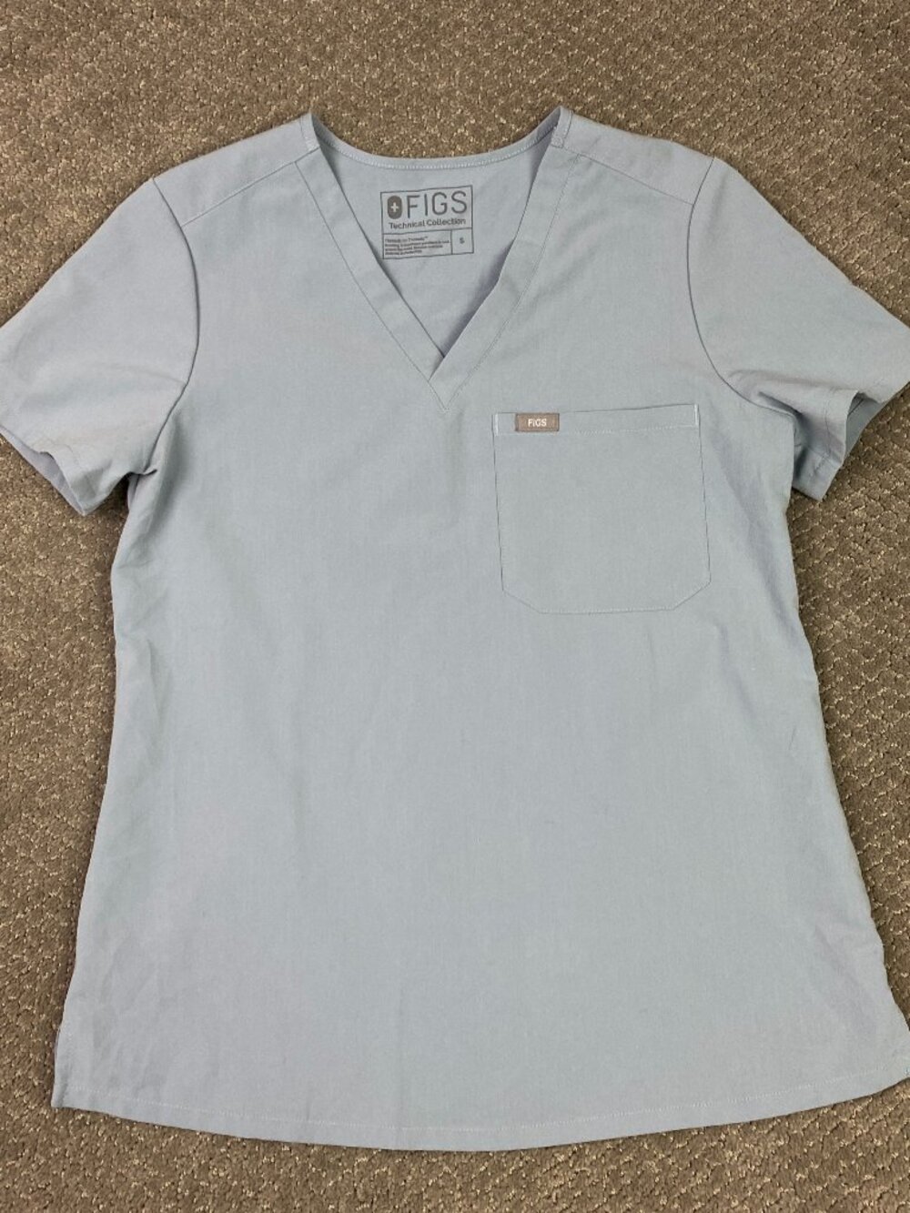 Figs Catarina One-Pocket Scrub Top Shirt Womens Small Light Blue Nurse